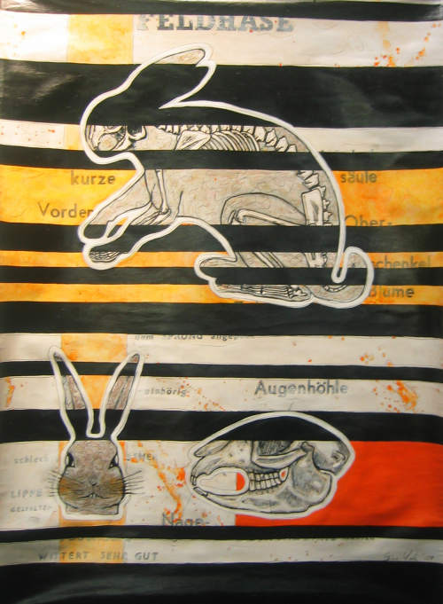 Der Hase, übermalte Schulkarte (C) Gine Selle 2009