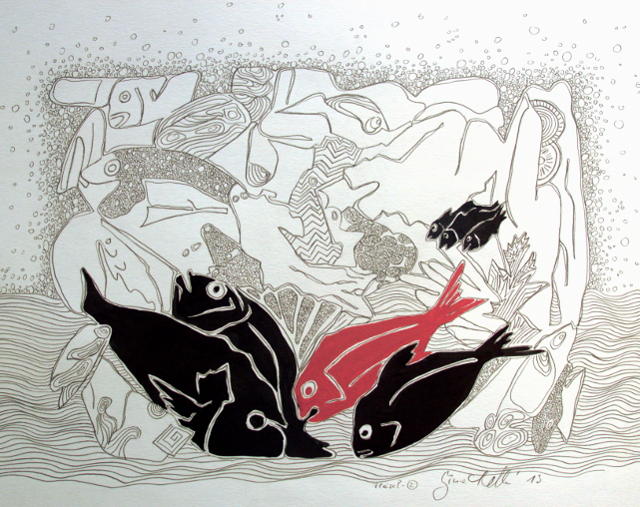 Zeichnung Fisch - 2014 (C) Gine Selle